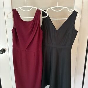 White House Black Market Black and Burgundy Midi Dresses